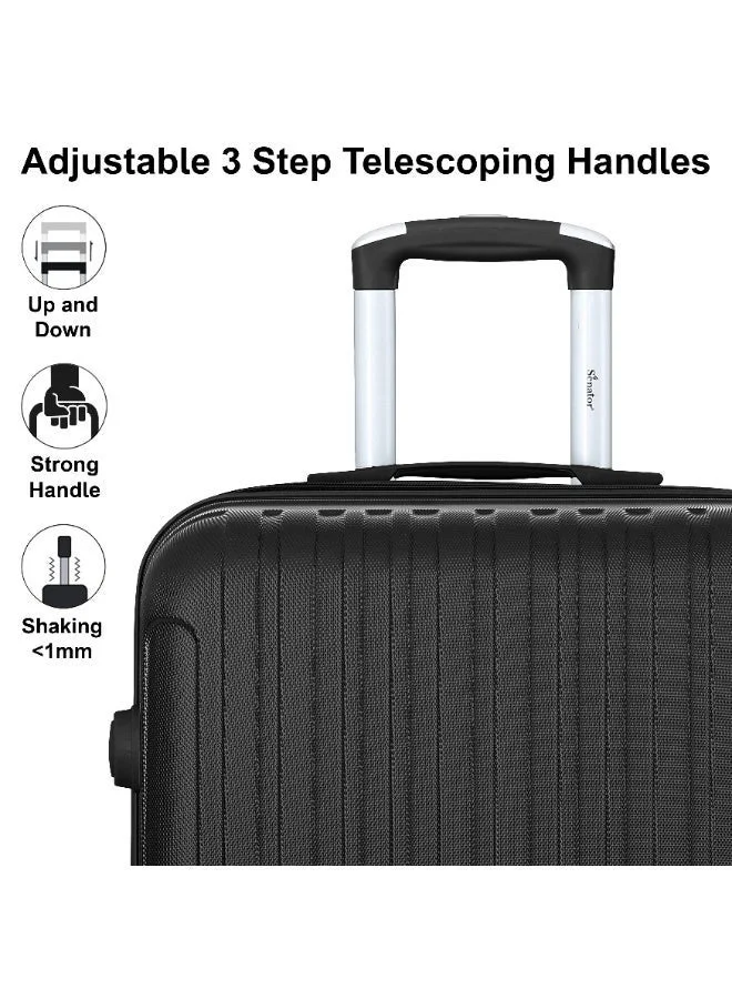Senator 20 Hard Case Travel Bag Cabin Luggage Trolley ABS Lightweight Suitcase with 4 Spinner Wheels KH132, Black  | Best Price UAE