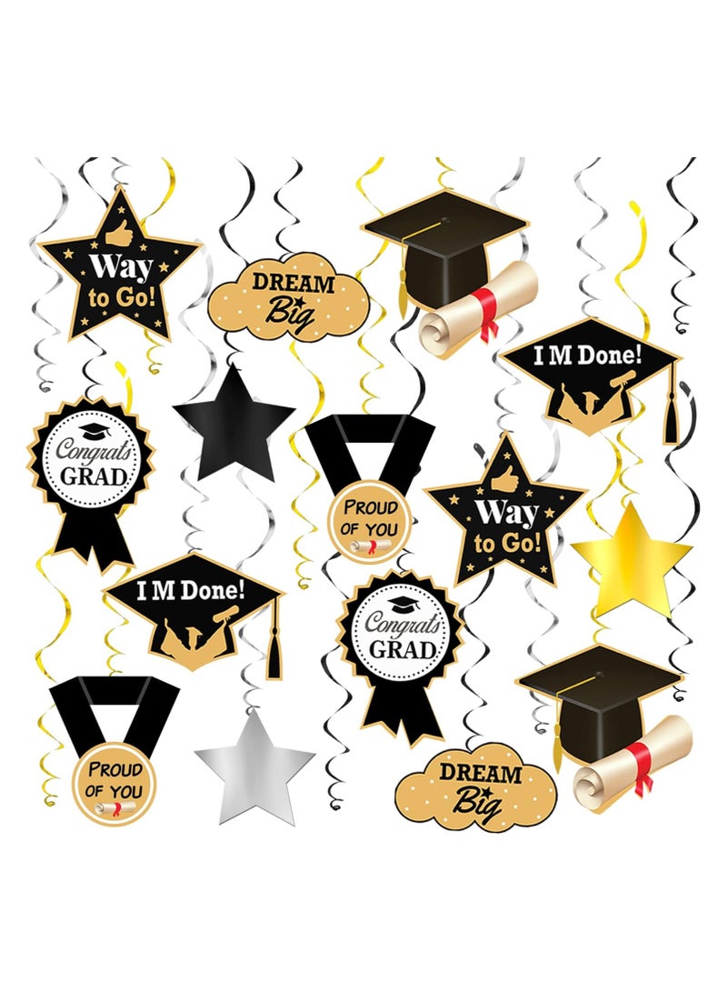 Graduation Hanging Decorations Swirls Kit  | Beautiful Hanging Ceiling and Door Decoration for Graduation Party Supplies 2024 | Graduation Decorations for High School Prom Grad Party. - Image 1