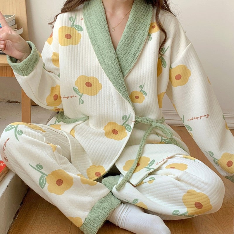 Postpartum Nursing Pajama Set Adjustable 3756 chrysanthemum Princess 