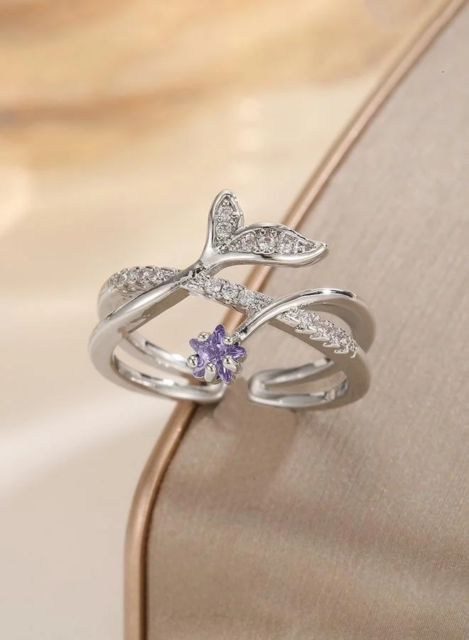 Take Two  Silver Tone Mermaid Tail Cuff Ring for Women | Best Price UAE