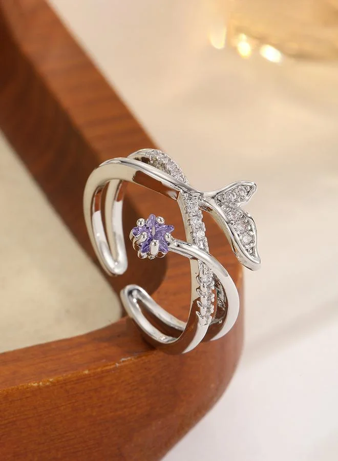 Silver Tone Mermaid Tail Cuff Ring