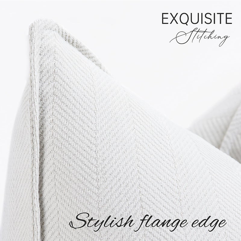 ZWJD Cream Pillow Covers 24x24 Set of 2 Chenille Throw Pillow Covers with Elegant Design Soft and Luxurious Decorative Throw Pillows for Couch, Bed, and Home Decor - Image 2