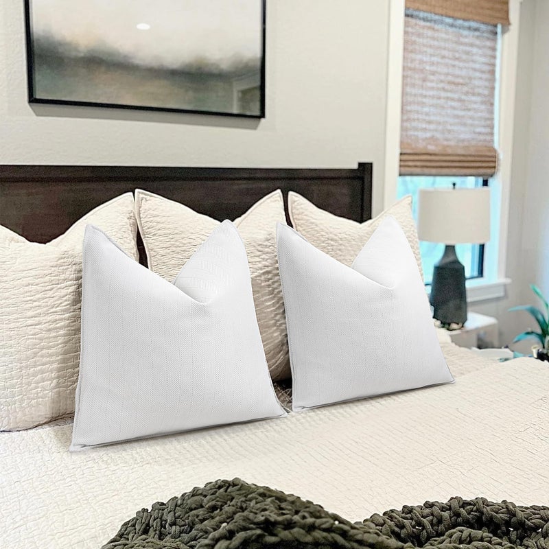 ZWJD Cream Pillow Covers 24x24 Set of 2 Chenille Throw Pillow Covers with Elegant Design Soft and Luxurious Decorative Throw Pillows for Couch, Bed, and Home Decor - Image 5