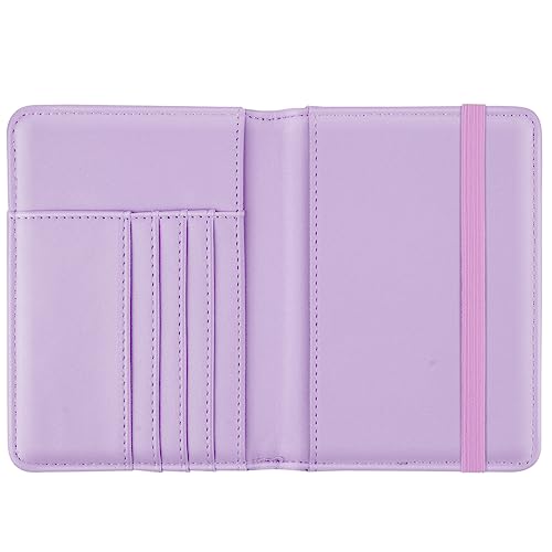 Coco Rossi Passport Holder Cover, RFID Travel Wallet Credit Card Holder Cute Purple Pink Passport Book Holders for Women with Elastic Band and Golden Metal Decoration, Gradient Marble - Image 4