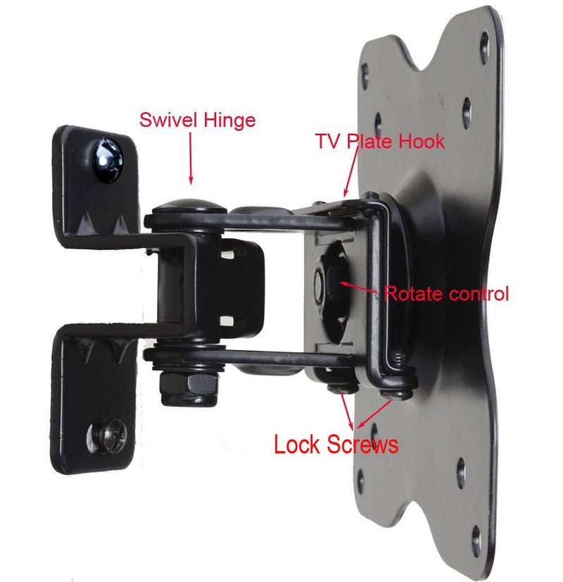 VideoSecu ML411B Adjustable Tilt Swivel Rotation TV Wall Mount Bracket for 19" to 42" LCD LED TV and Monitor (Max 44 lbs, VESA 100/75) Black 1FF - Image 2