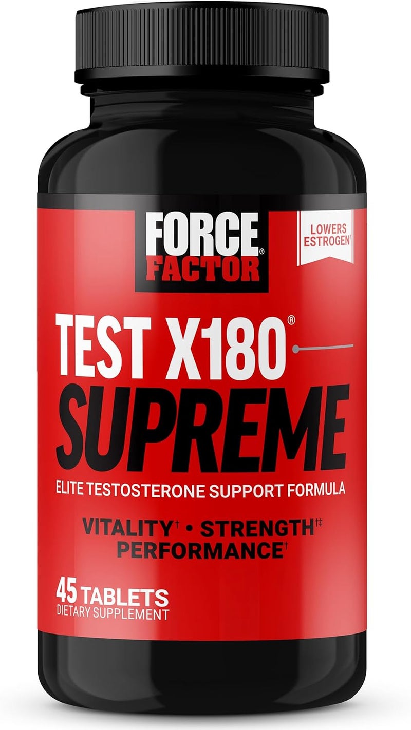 Force Factor مكمل دعم هرمون التستوستيرون للرجال Force Factor Test X180 Supreme لتعزيز الأداء ودعم مستويات الإستروجين المنخفضة وبناء العضلات والقوة وزيادة الحيوية الذكرية 45 قرص - Image 1