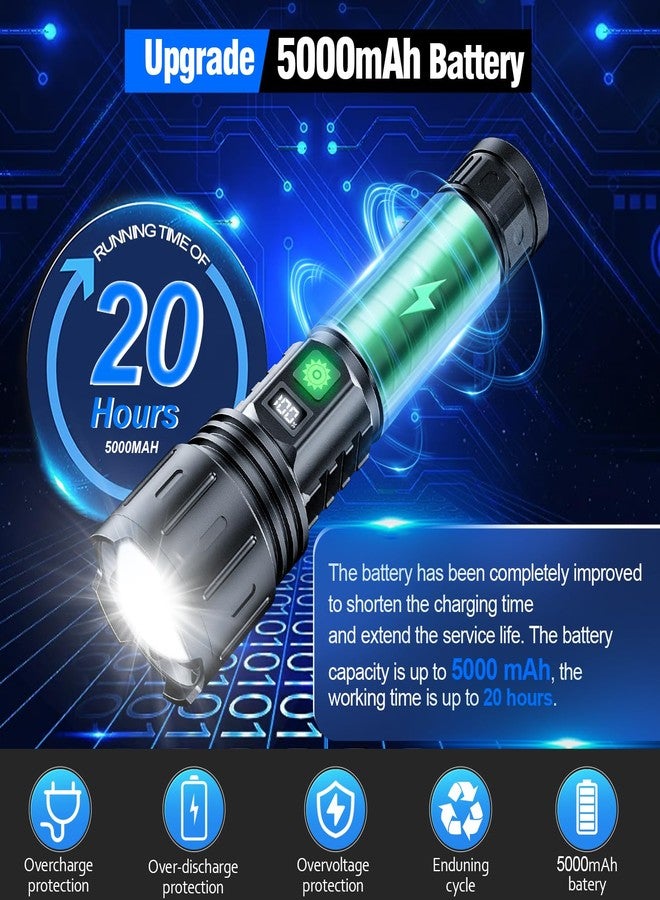 Hoxida Tactical Rechargeable Flashlights 2000 High Lumens - 20H Runtime, Long Beam Super Bright LED Pocket Flash light IPX5 Waterproof for Camping, 5 Modes, Zoomable, Compact Flashlight for Camping, 2pcs - Image 3