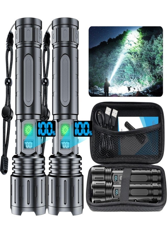 Hoxida Tactical Rechargeable Flashlights 2000 High Lumens - 20H Runtime, Long Beam Super Bright LED Pocket Flash light IPX5 Waterproof for Camping, 5 Modes, Zoomable, Compact Flashlight for Camping, 2pcs - Image 1
