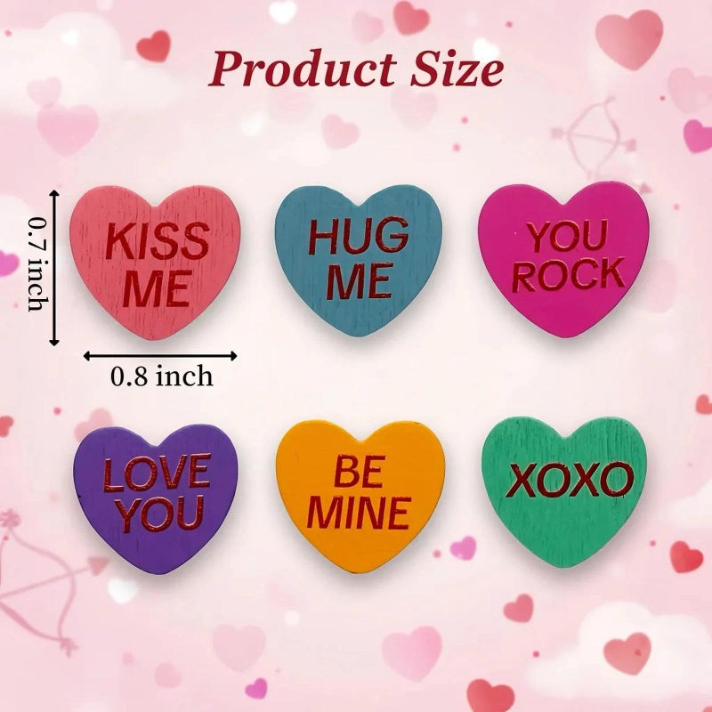 OceanCamel 120 Pieces Mini Wooden Heart Flatback Figures, 3 Assorted Colors Tiny Wood Heart Confetti for Valentine's Day Wedding Party DIY Craft Supplies,Vase Filler (Conversation Heart) - Image 2