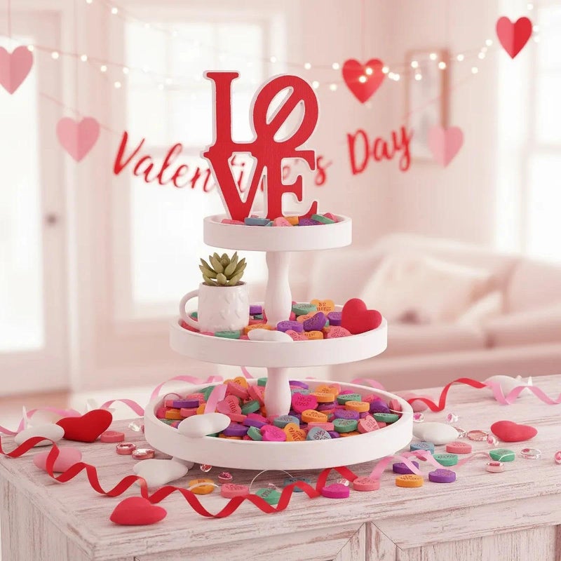 OceanCamel 120 Pieces Mini Wooden Heart Flatback Figures, 3 Assorted Colors Tiny Wood Heart Confetti for Valentine's Day Wedding Party DIY Craft Supplies,Vase Filler (Conversation Heart) - Image 4