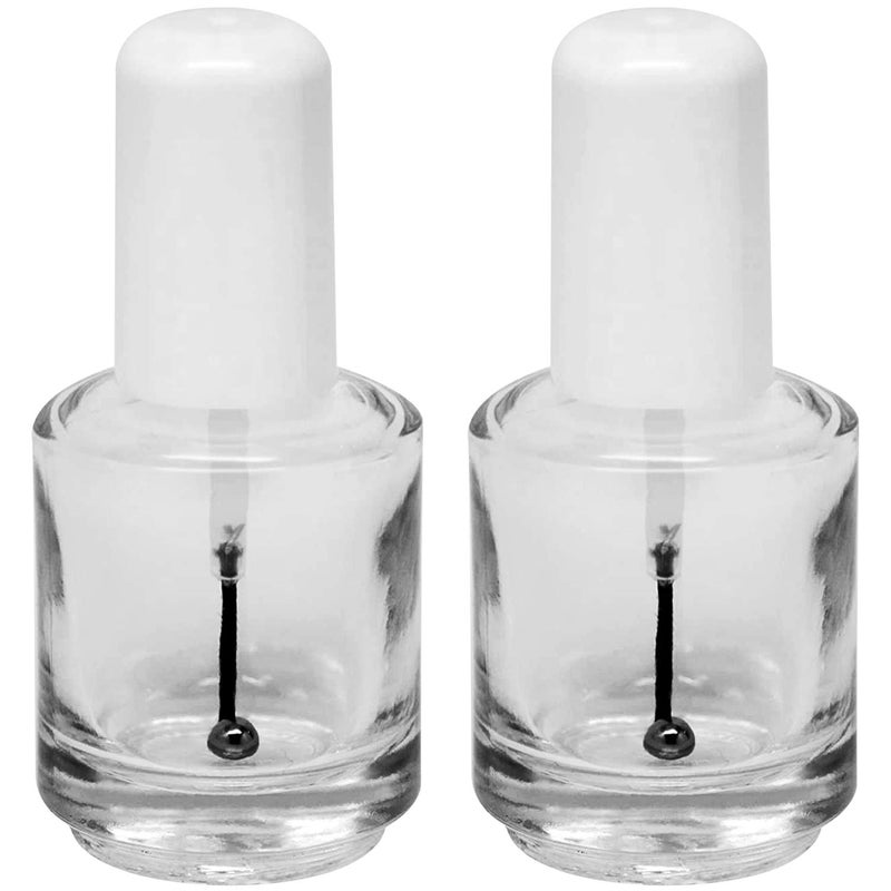 Karlash Premium Empty Polish Bottle Clear + Brush + Mixing ball + White Cap 0.5 Oz (2 Piece) - Image 1