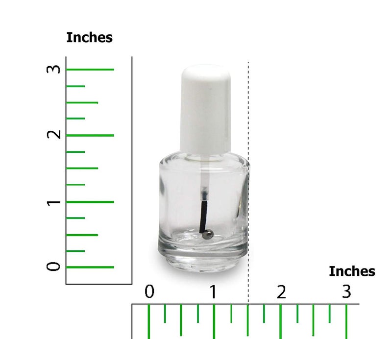 Karlash Premium Empty Polish Bottle Clear + Brush + Mixing ball + White Cap 0.5 Oz (2 Piece) - Image 2