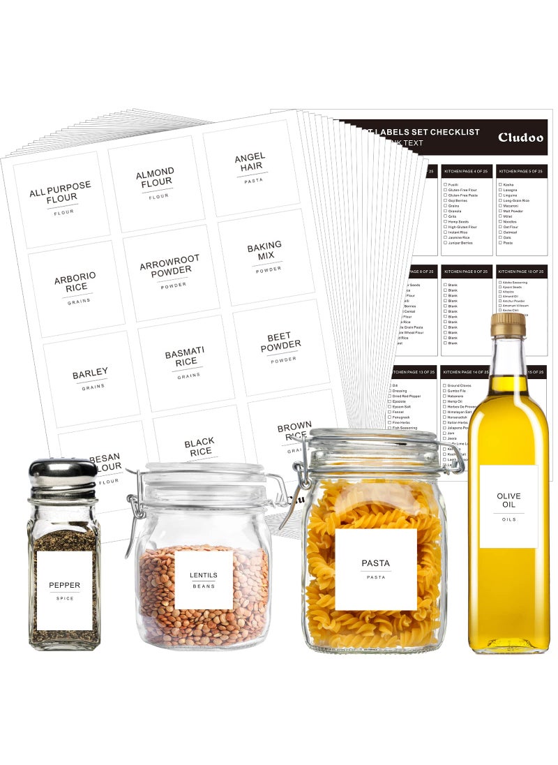 Cludoo Cludoo 434 Pcs Kitchen Pantry Labels for Food Containers with DIY Blank Labels,3 Sizes Preprinted Minimalist Waterproof Pantry Kitchen Labels, Pantry Kitchen Organization Labels for Jar, Bottles,Boxes  - Image 1