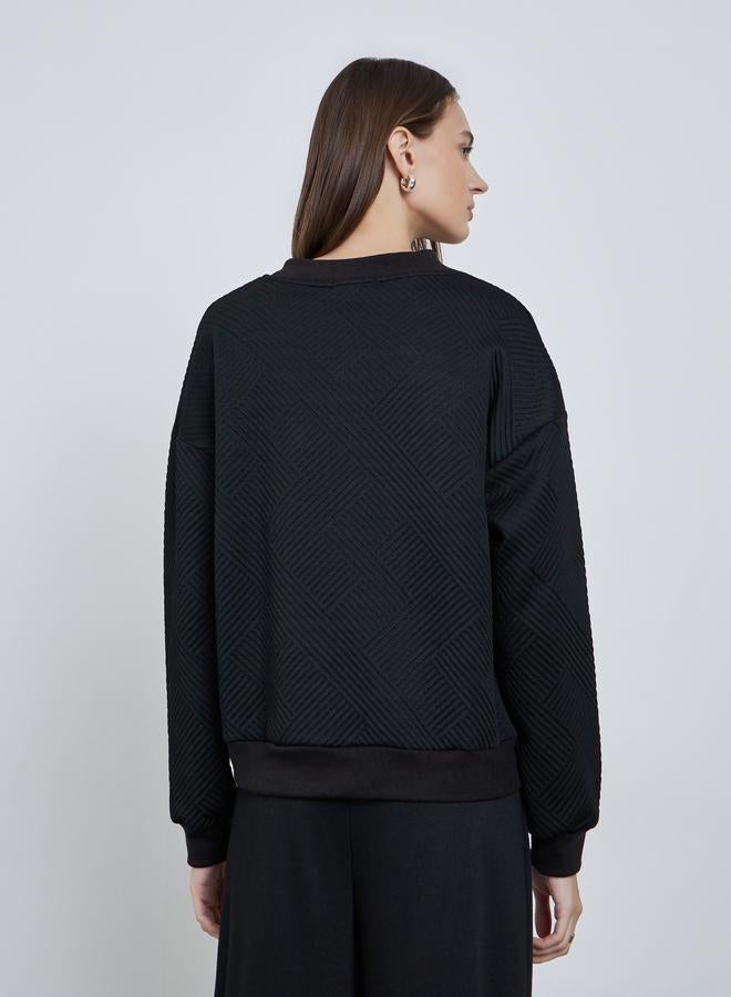 ستايلي جاكيت بقصة عادية وتفاصيل بارزة الملمس - Image 5