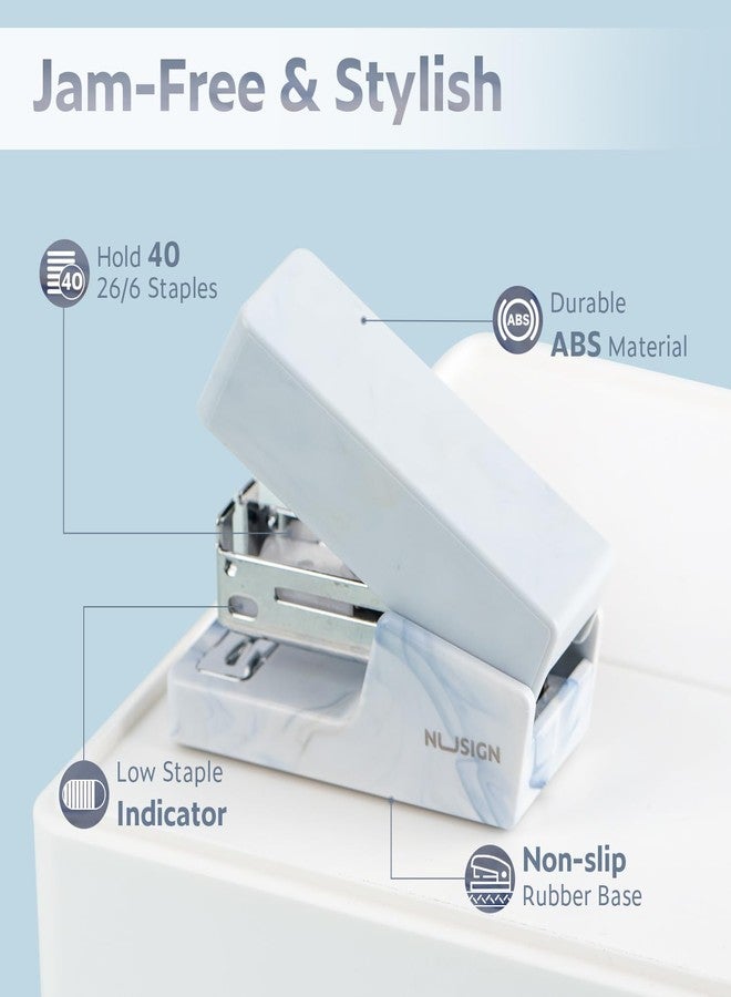 NUSIGN Mini Stapler with 830 Staples, Small Cute Desk Staplers, 25 Sheet Capacity, Fluid Blue - Image 4