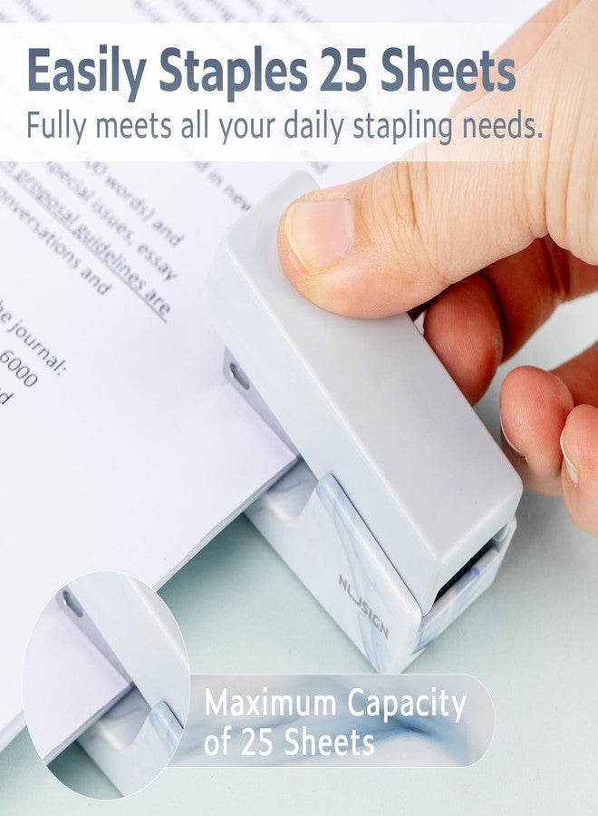 NUSIGN Mini Stapler with 830 Staples, Small Cute Desk Staplers, 25 Sheet Capacity, Fluid Blue - Image 2