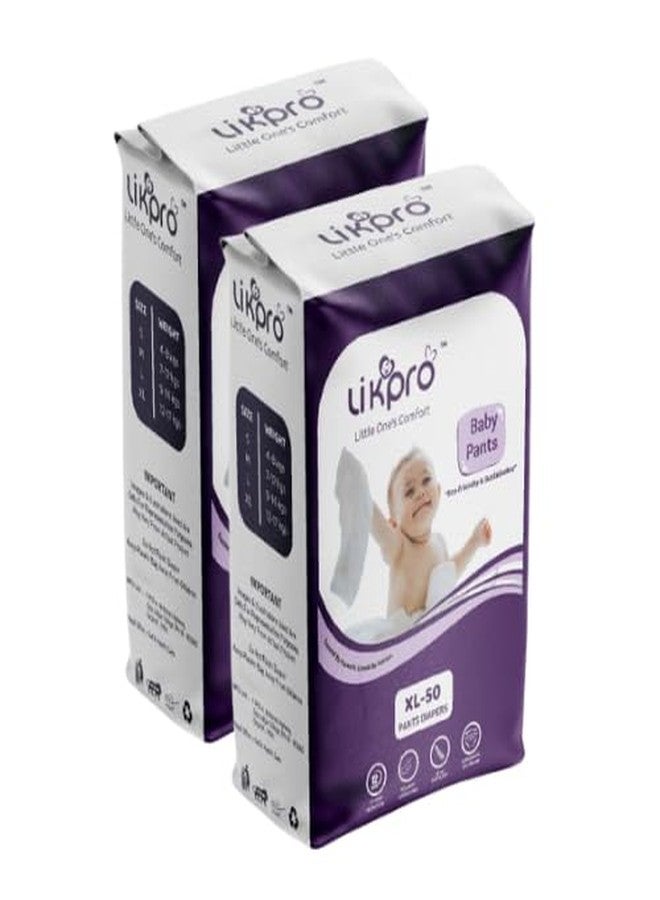 Likpro Premium Baby Diapers | Ultra Soft, Dry & Leak-Proof | Anti-Rash Cottony Layer, 12-Hour Absorption, Flexible Fit | Size S, M, L, XL (XL, 100, count) - Image 1