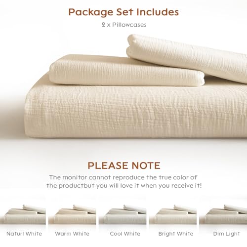 SE SOFTEXLY Muslin Pillowcases Standard Size 100% Cotton, 2 Pack Pillow Shams with Envelope Closure, Ultral Soft and Breathable Pillow Case Covers, Off-White, 20" X 26", No Filling - Image 5