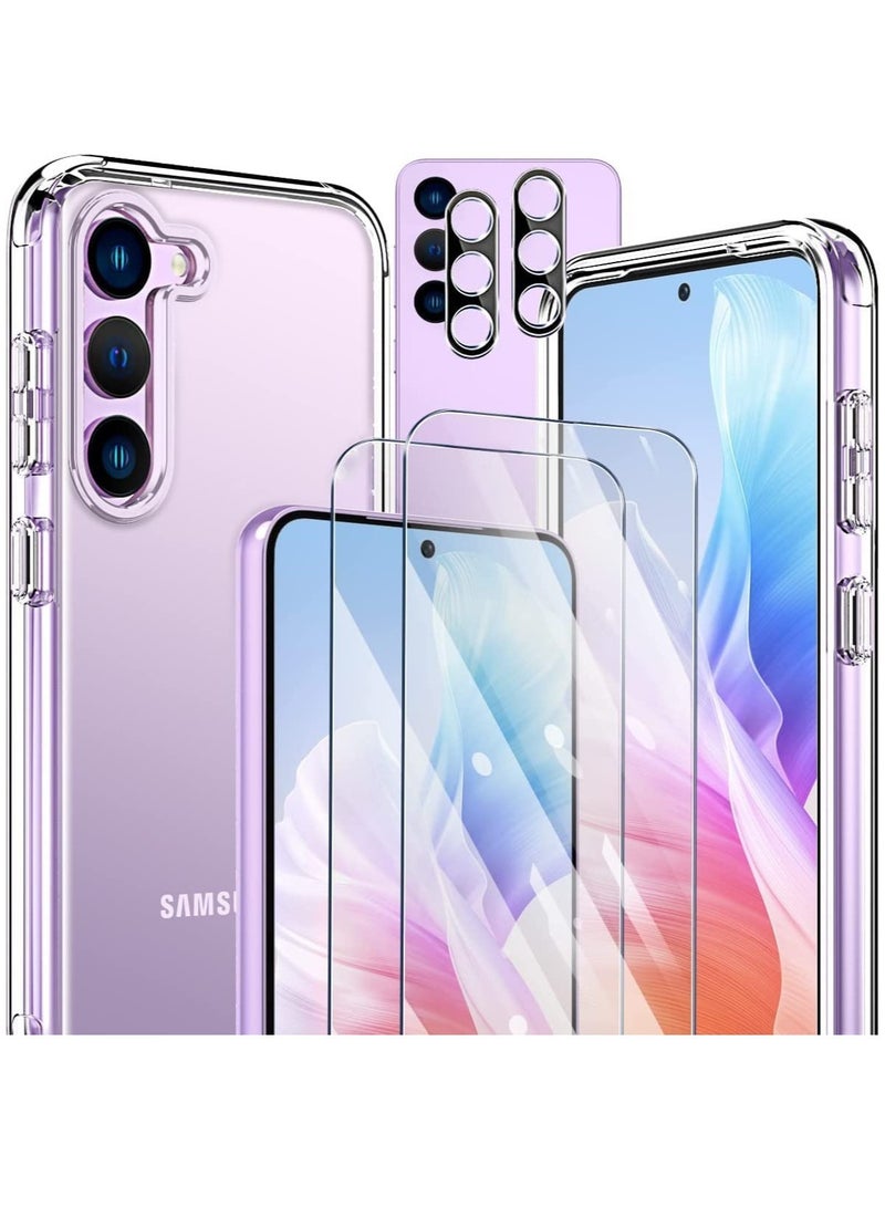 ELTRAZONE [5-in-1]For Samsung Galaxy S23 Case,2 Packs Camera Lens Protector + 2 Packs HD Tempered Glass Screen Protector,All-Round Protection, Shockproof, Anti-Scratches Kit (S23 Screen Protector) - Image 1