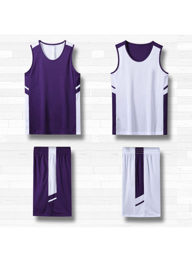 Double-sided Basketball Uniform Suit Men's American-style Double-sided Jersey Compeion Training Team Uniform Student Sports Class Uniform