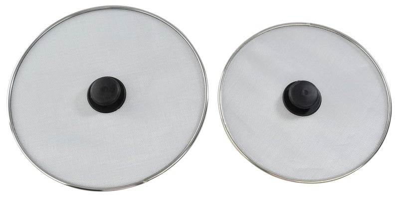 HOME-X Splatter Screen for Frying Pans, Anti-Splatter Lid with Stainless-Steel Mesh, Fry Pan Splash Guard, Set of 2, 11 ¼” Dia. and 9 ¾” Dia. - Image 1
