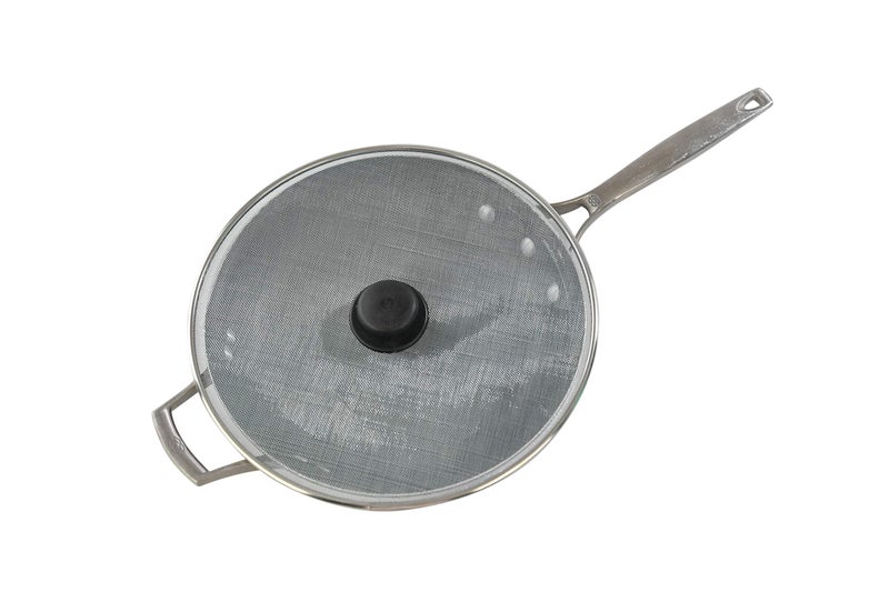 HOME-X Splatter Screen for Frying Pans, Anti-Splatter Lid with Stainless-Steel Mesh, Fry Pan Splash Guard, Set of 2, 11 ¼” Dia. and 9 ¾” Dia. - Image 2
