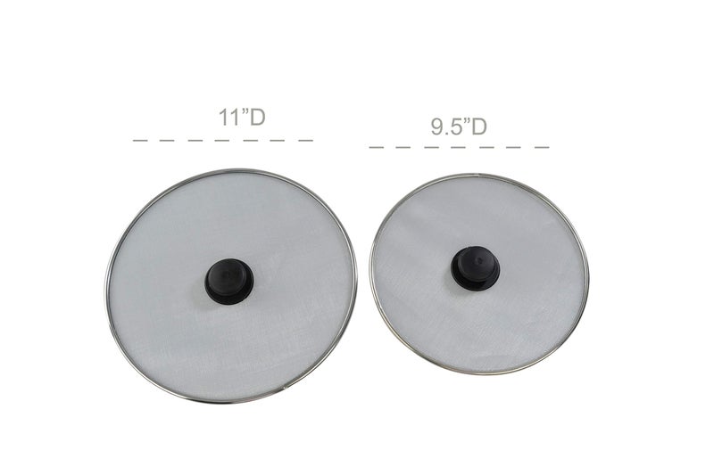 HOME-X Splatter Screen for Frying Pans, Anti-Splatter Lid with Stainless-Steel Mesh, Fry Pan Splash Guard, Set of 2, 11 ¼” Dia. and 9 ¾” Dia. - Image 4