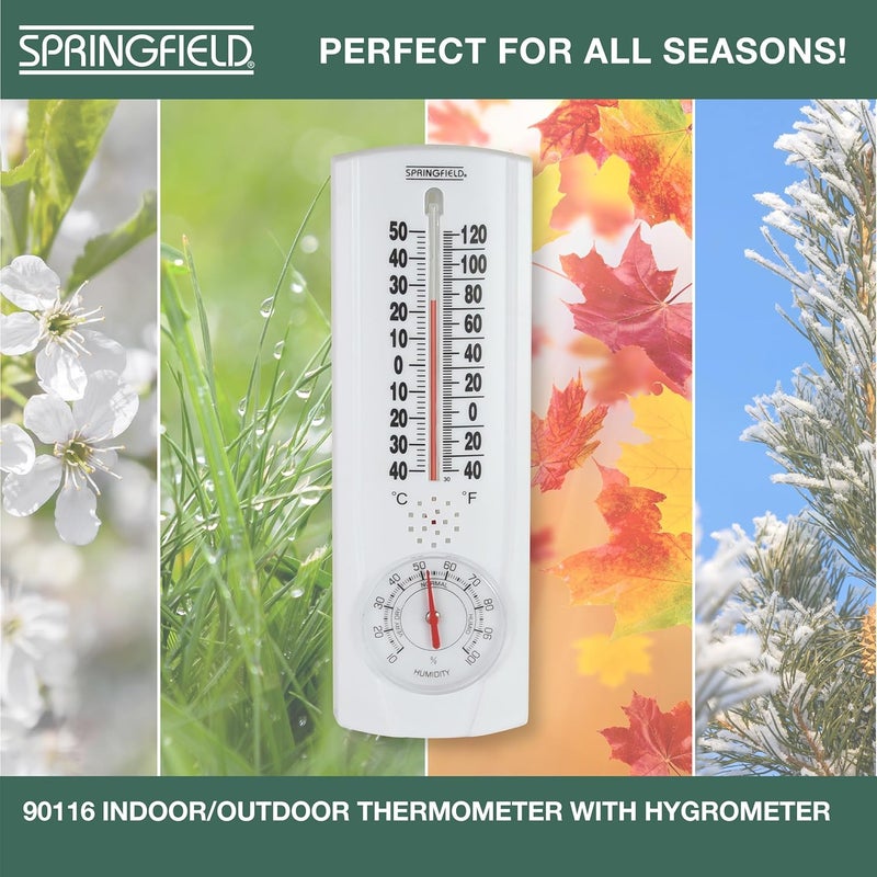 Springfield Vertical Thermometer and Hygrometer, Wireless Indoor Outdoor Thermometer, Humidity Meter for Patio, Garden, or Nursery area, 9.125-Inch, White - Image 3