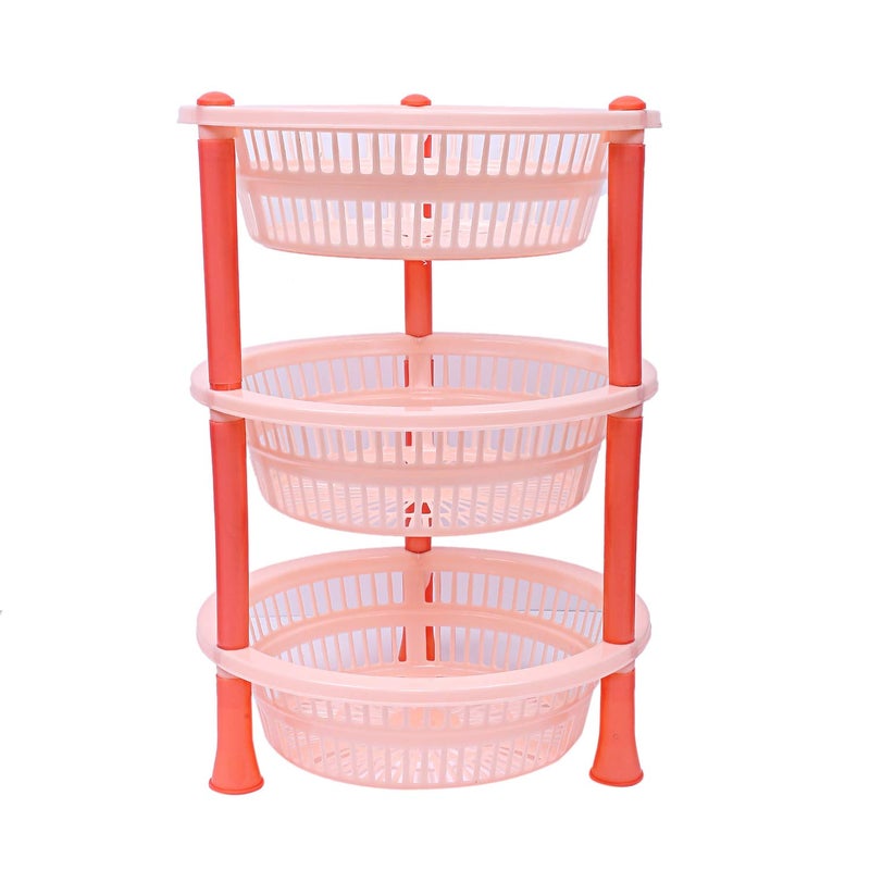 Kuber Industries Plastic 3 Layer Multi-Purpose Kitchen Storage Basket Rack (Beige)-CTKTC13196, Standard - Image 1