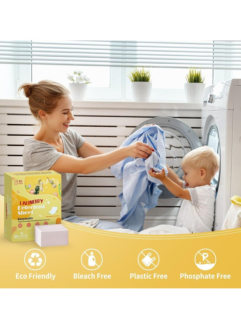 CMGTYYD. أقراص غسيل برائحة الشمبانيا، حتى 80 غسلة (40 ورقة) أقراص صابون غسيل صديقة للبيئة - أقراص غسيل خالية من السوائل، صديقة للسفر، خالية من البلاستيك ولا تسبب الحساسية، قابلة للتحلل - Image 2