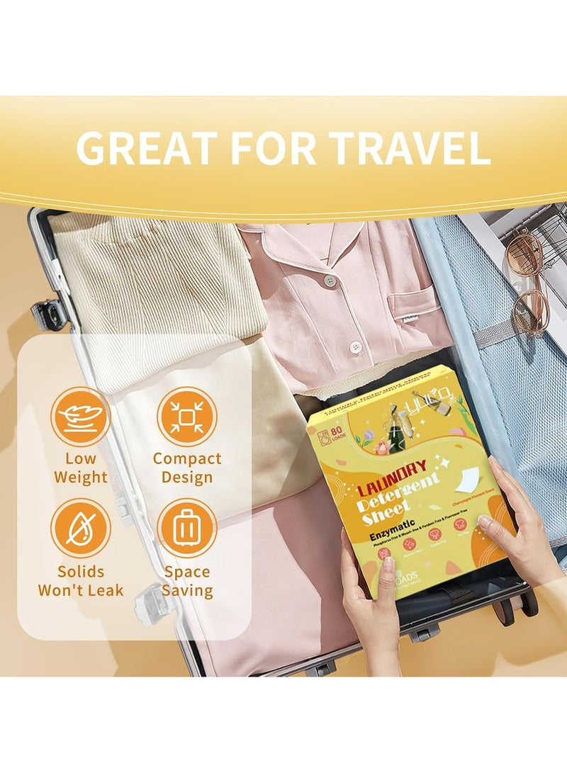 CMGTYYD. أقراص غسيل برائحة الشمبانيا، حتى 80 غسلة (40 ورقة) أقراص صابون غسيل صديقة للبيئة - أقراص غسيل خالية من السوائل، صديقة للسفر، خالية من البلاستيك ولا تسبب الحساسية، قابلة للتحلل - Image 4