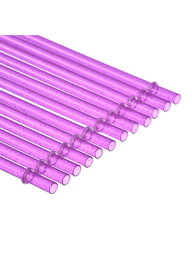Spot Cross-border Thick Hard Straw Silver Powder Color With Ring Straw Reusable Double Cup Straw With Brush-Color:Purple 12 1 Brush-Specifications:Silver Powder Belt Ring 23cm  - Image 1