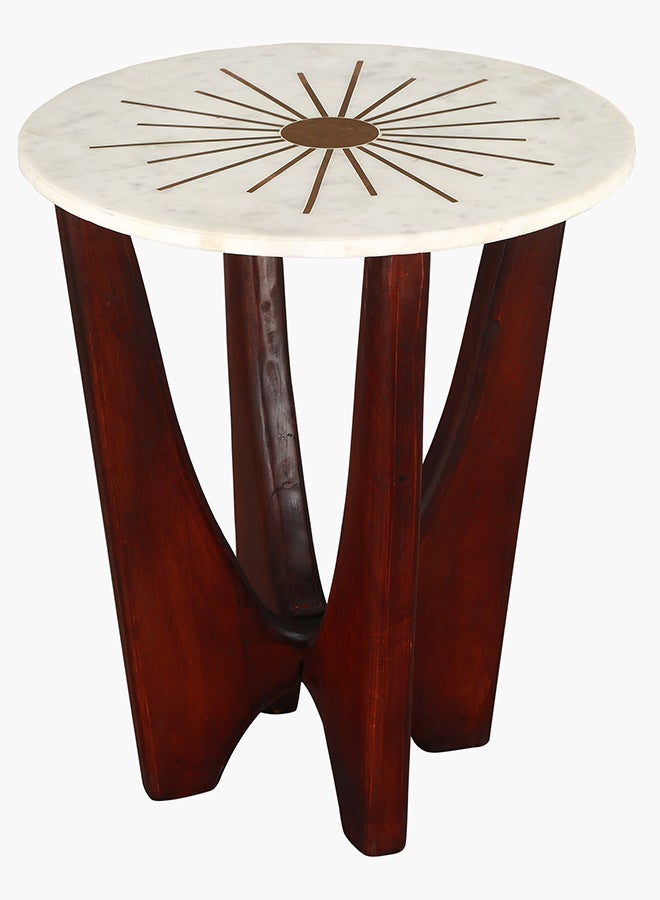 Home Box Arka Marble Top End Table with Brass Inlay 45 x 53 x 45 cm  - Image 1