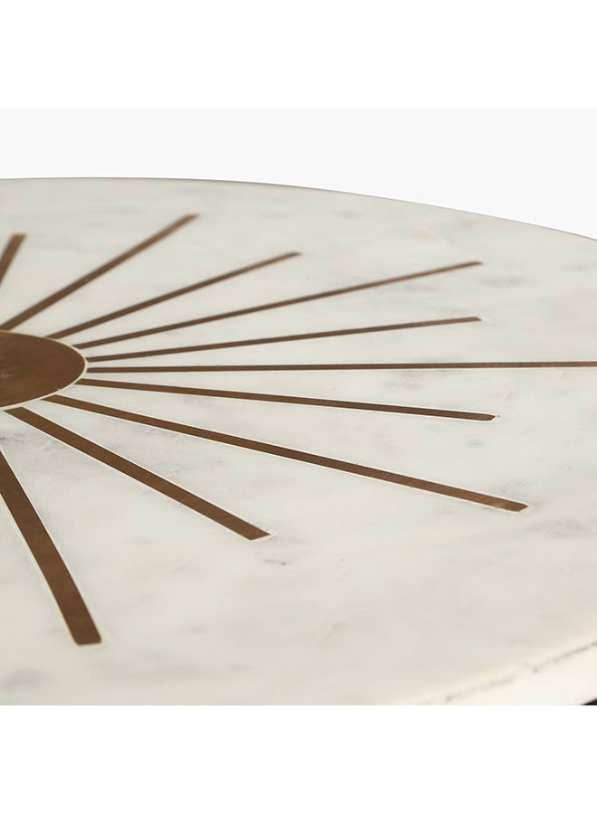 Home Box Arka Marble Top End Table with Brass Inlay 45 x 53 x 45 cm  - Image 4