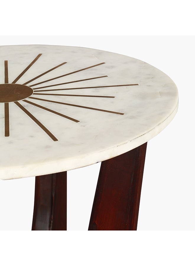 Home Box Arka Marble Top End Table with Brass Inlay 45 x 53 x 45 cm  - Image 3
