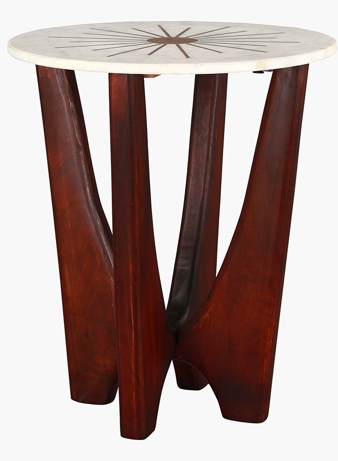 Home Box Arka Marble Top End Table with Brass Inlay 45 x 53 x 45 cm  - Image 2