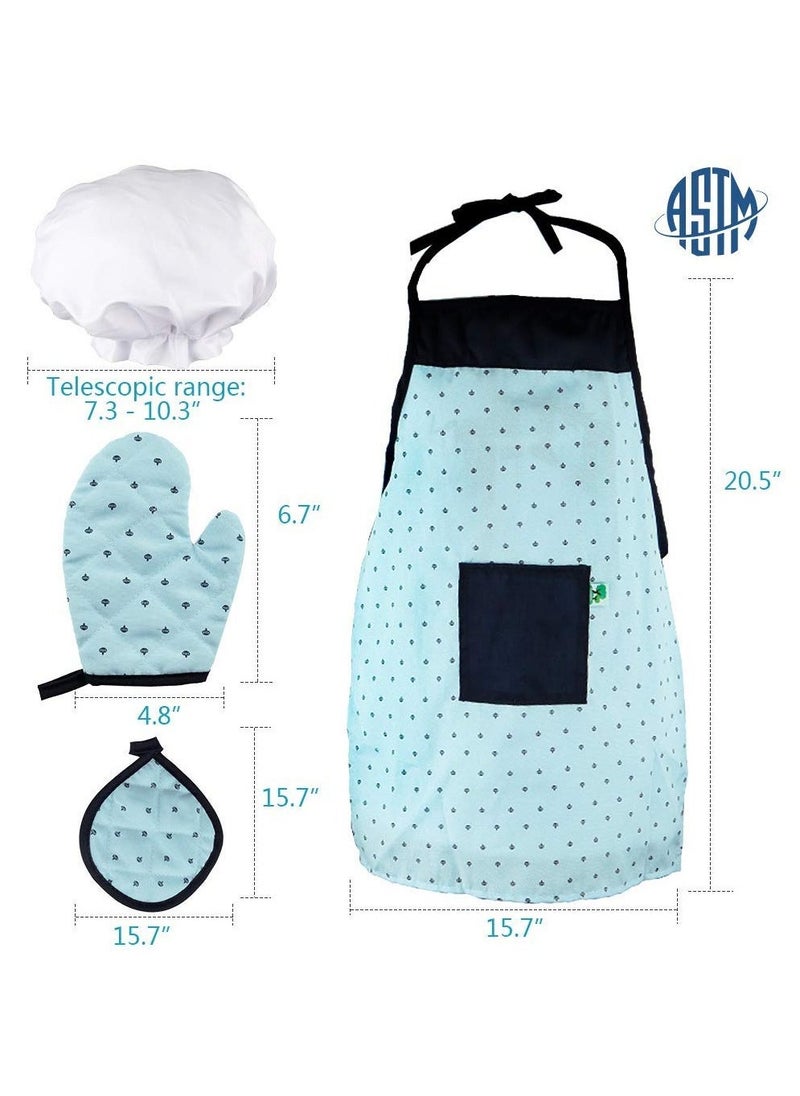 Cooking and Baking Set for Kids, Kids' Chef Role Play Costume Set, Toddler Chef Hat Apron Dress Up with Apron, Chef Hat, Mitt, Cookie Cutters and Utensil for Kids Aged 3+ Years - Image 5