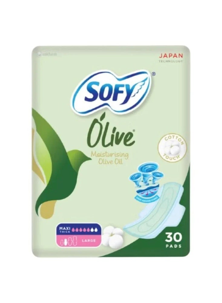 Olive Oil Moisturizing Sanitary Pads Large with Wings 30 Pads