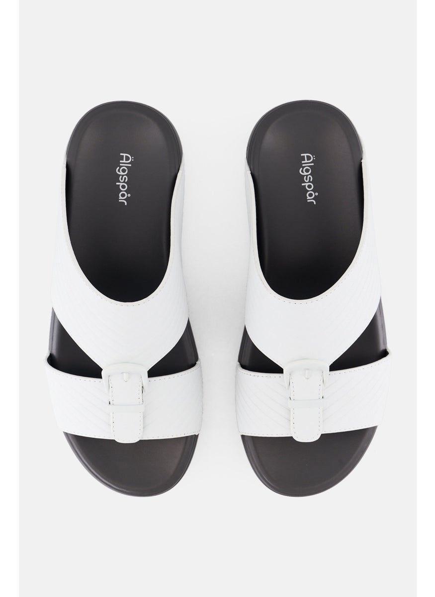 Algspar Men 2 Strap Slip On Arabic Sandals, White  - Image 3