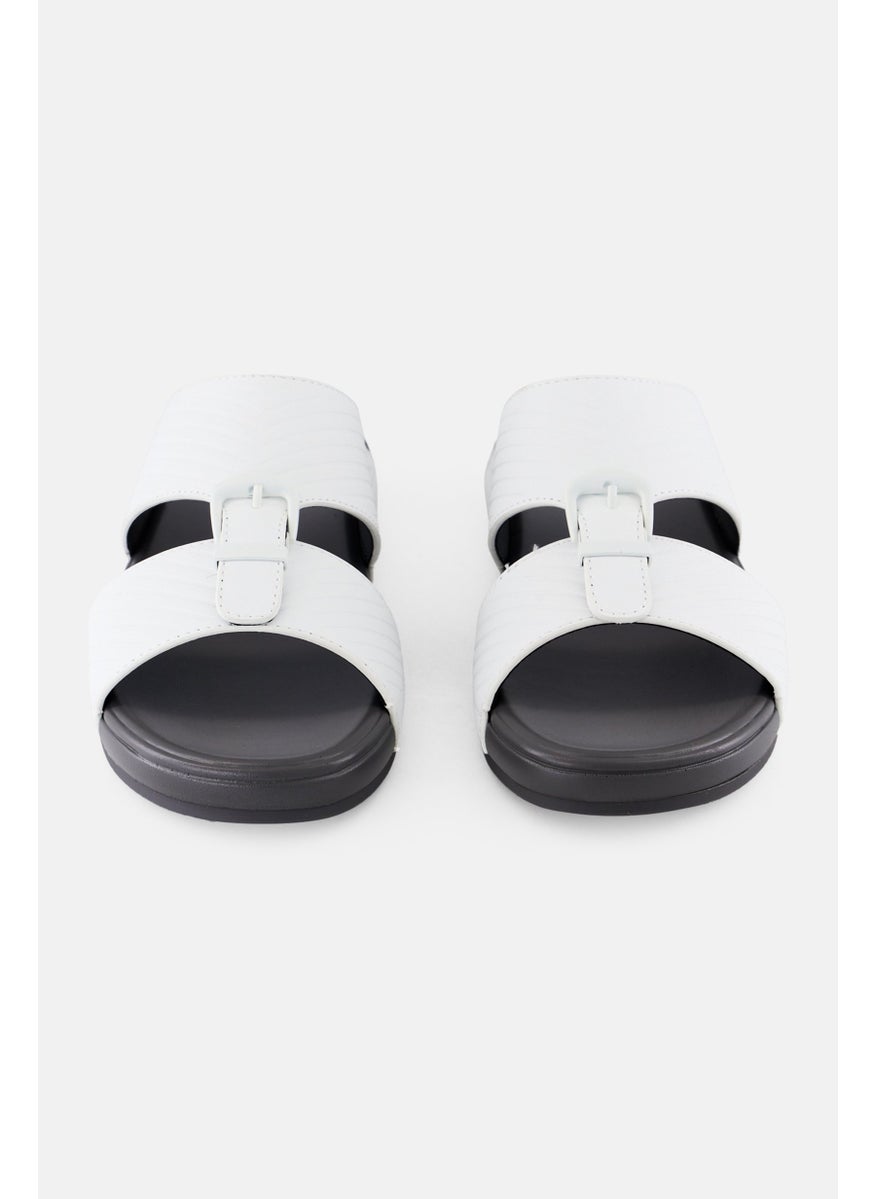 Algspar Men 2 Strap Slip On Arabic Sandals, White  - Image 4