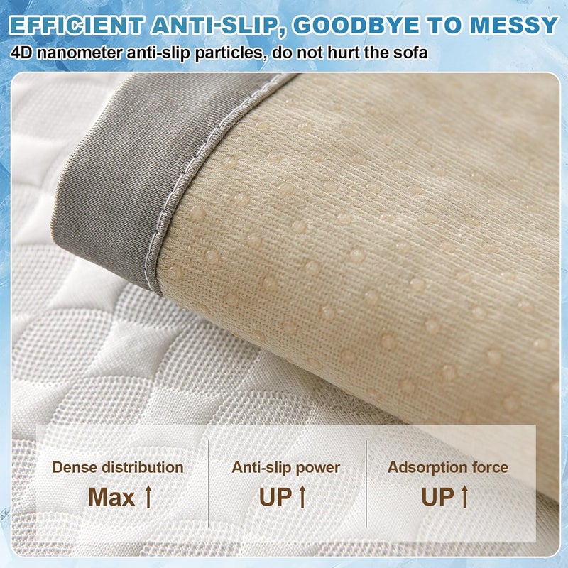 OTOB Cooling Couch Covers for Dogs Cats Ice Silk Fabric, Anti Slip Washable Furniture Couch Protector Pet Friendly, Soft 3D Bionic Breathable Dog Sofa Coolling Mat Cover (Luxury Cream, 35.4"x70.9") - Image 5