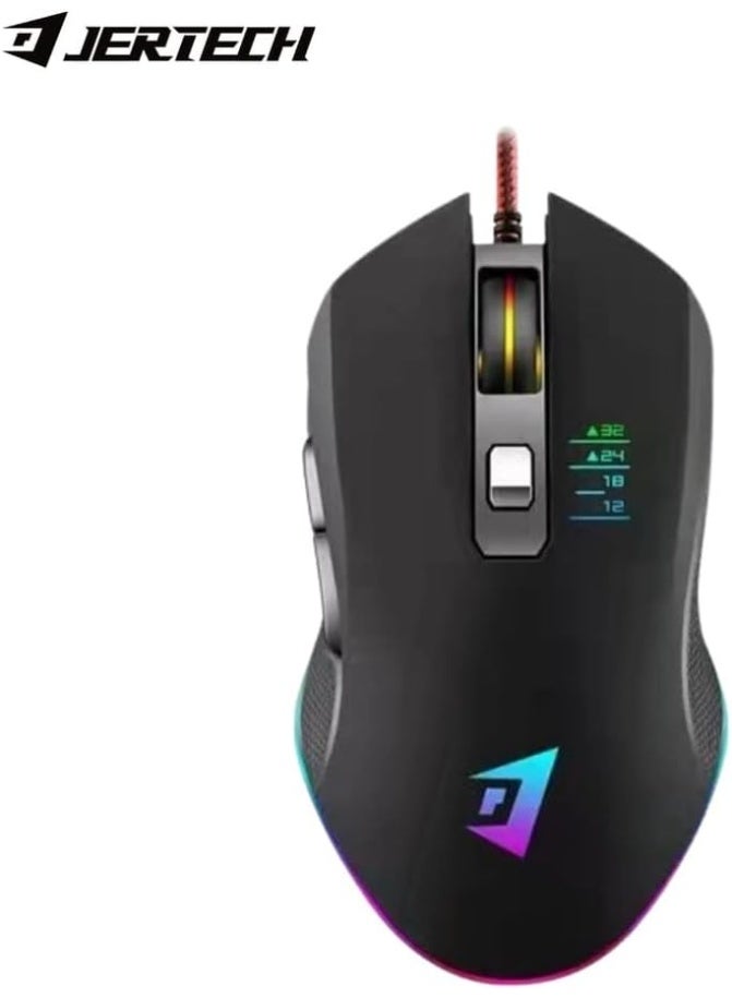 جيرتك ماوس ألعاب بإضاءة RGB – مستشعر بصري بدقة 3200-4800 نقطة في البوصة (DPI)، معدل استجابة 1000 هرتز، اتصال سلكي عبر USB، 7 أزرار قابلة للبرمجة، إضاءة RGB Chroma، كابل مجدول، تصميم مريح يناسب اليدين (لليمين واليسار)، مثالي لألعاب FPS وMMO والرياضات الإلكترونية على أجهزة الكمبيوتر بنظام Windows. - Image 5