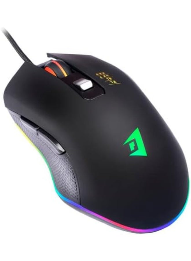 جيرتك ماوس ألعاب بإضاءة RGB – مستشعر بصري بدقة 3200-4800 نقطة في البوصة (DPI)، معدل استجابة 1000 هرتز، اتصال سلكي عبر USB، 7 أزرار قابلة للبرمجة، إضاءة RGB Chroma، كابل مجدول، تصميم مريح يناسب اليدين (لليمين واليسار)، مثالي لألعاب FPS وMMO والرياضات الإلكترونية على أجهزة الكمبيوتر بنظام Windows. - Image 3