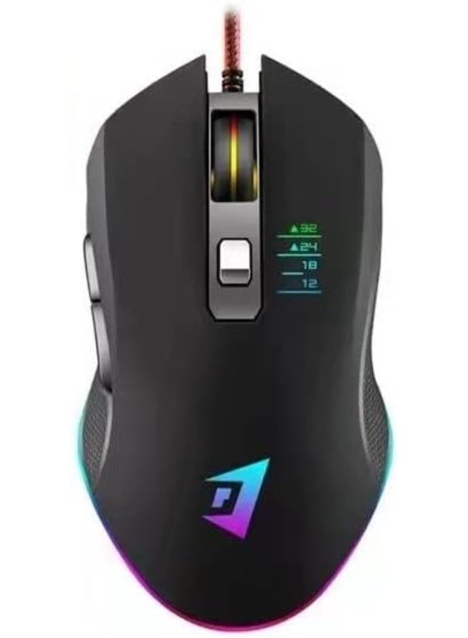 جيرتك ماوس ألعاب بإضاءة RGB – مستشعر بصري بدقة 3200-4800 نقطة في البوصة (DPI)، معدل استجابة 1000 هرتز، اتصال سلكي عبر USB، 7 أزرار قابلة للبرمجة، إضاءة RGB Chroma، كابل مجدول، تصميم مريح يناسب اليدين (لليمين واليسار)، مثالي لألعاب FPS وMMO والرياضات الإلكترونية على أجهزة الكمبيوتر بنظام Windows. - Image 1