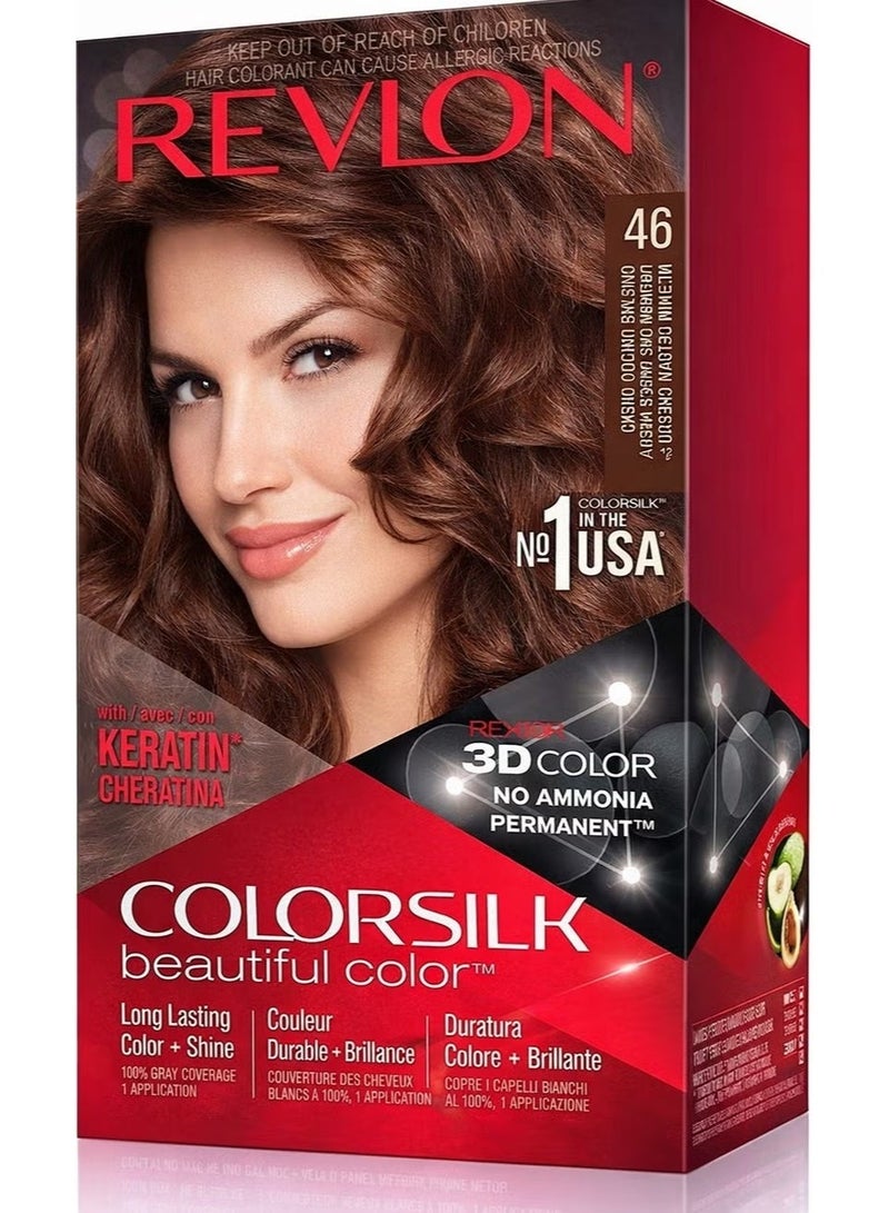 ريفلون كولور سيلك لون جميل رقم 46 بني كستنائي ذهبي متوسط - Image 1