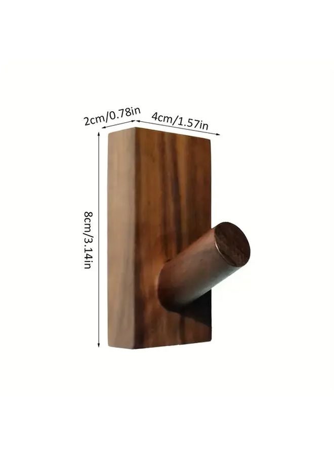 Carbon Brown Wooden Wall Hooks 2 Pieces Heavy Duty Adhesive Hanging Organizer - Image 3