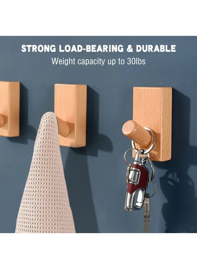 Carbon Brown Wooden Wall Hooks 2 Pieces Heavy Duty Adhesive Hanging Organizer - Image 4