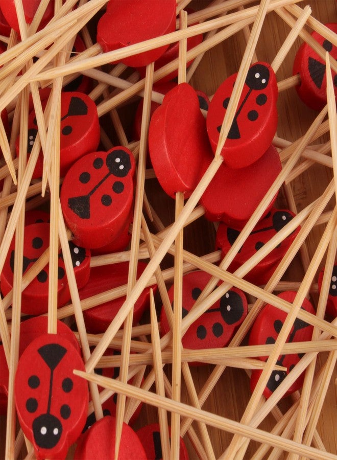 بامبو إم إن أعواد خيزران مزخرفة على شكل خنفساء، طولها 4.7 بوصة، مثالية لتقديم الكوكتيلات والسندويشات والفواكه، مناسبة للمناسبات الخاصة، والأعياد، والمطاعم، وحفلات البوفيه، 100 قطعة - Image 5