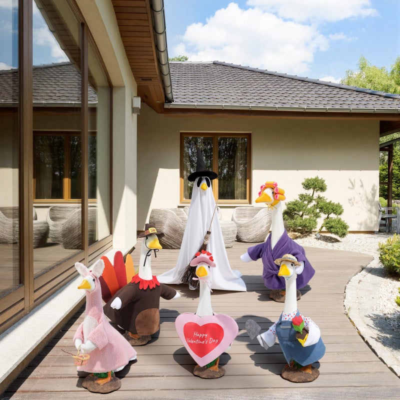 SilTriangle 16 Set Holiday Porch Goose Outfits All Seasons Bundle for Valentine Easter St. Patrick Summer Hawaiian 4th of July Halloween Christmas Concrete Porch Goose Clothes for Patio Yard Lawn - Image 4