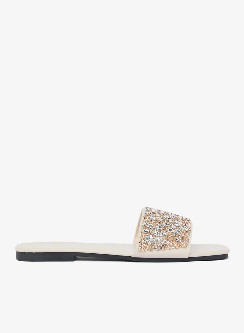 Khizana Jewel Rhinestone Embellished Flat Sandals